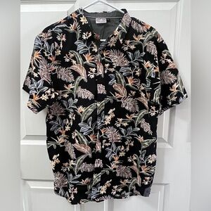 Ron Jon Black Tropical Floral Button-Down Shirt XL